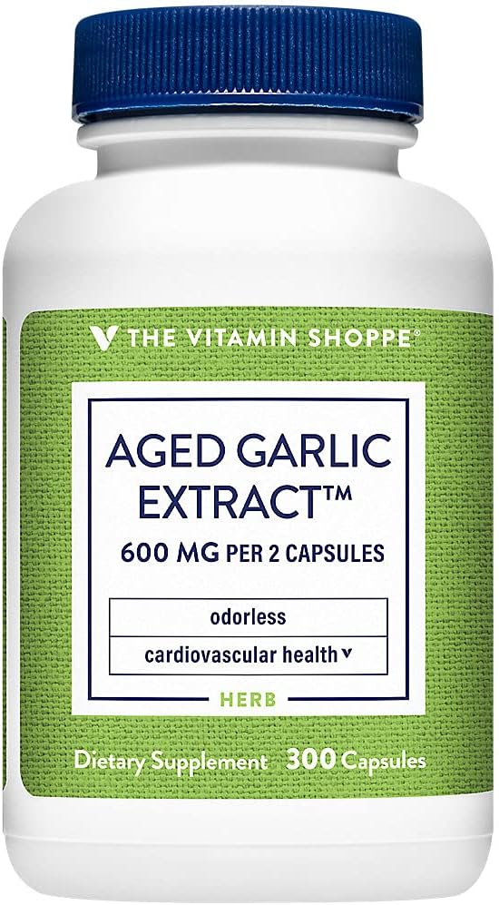 Vitamín Shoppe Odorless Aged cesnak extrakt - podporuje kardiovaskulárne zdravie - 600 MG (300 kapsúl)
