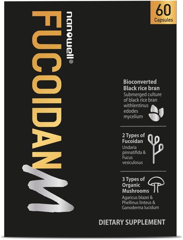 NANOWELL Fucoidan M - Brown Seaweed Imunity Supplement for Gut Health & Immune Support with Mushrom Complex - 60 Kapsule
