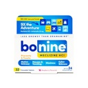 Bonine Non-Drowsy Motion Disease Relief - Žuvacie tablety s Meclizine HCL 25mg - Non Drowsy Medicine for Nausea or Motion Disease - Cruise Essentials - Malinová chuť, 32 Žuvacie tablety