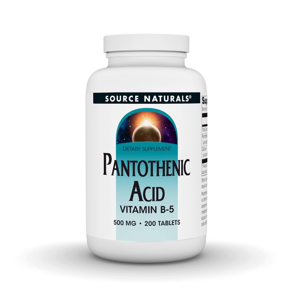 Zdroj Naturals Kyselina pantoténová 500 mg vitamín B-5 Diétne doplnky - 200 tabliet