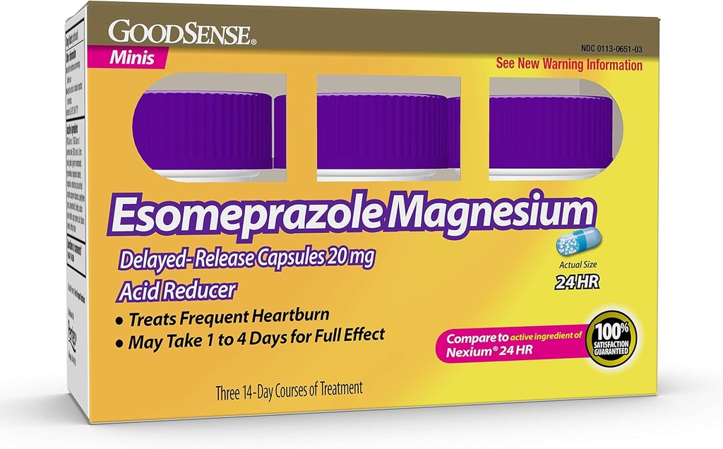 GoodSense Ezomeprazol Magnézium Oneskorené-Release Mini kapsuly, 20 mg, Redukcia kyseliny, 42