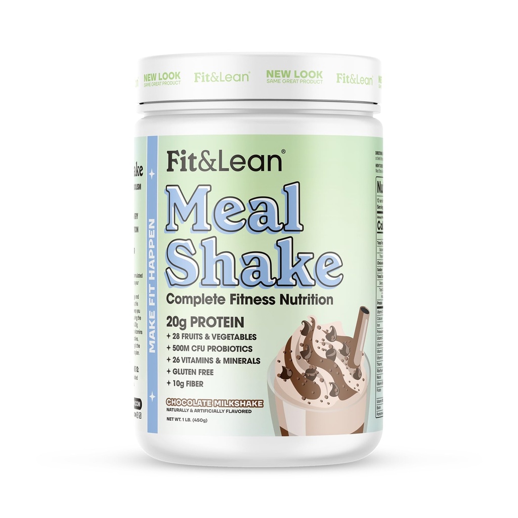 Fit & Lean Jedlo Shake, Spaľovanie tukov Náhrada jedla, Bielkoviny, Vlákna, Probiotiká, Čokoláda, 1lb, 10 Slúži na kontajner
