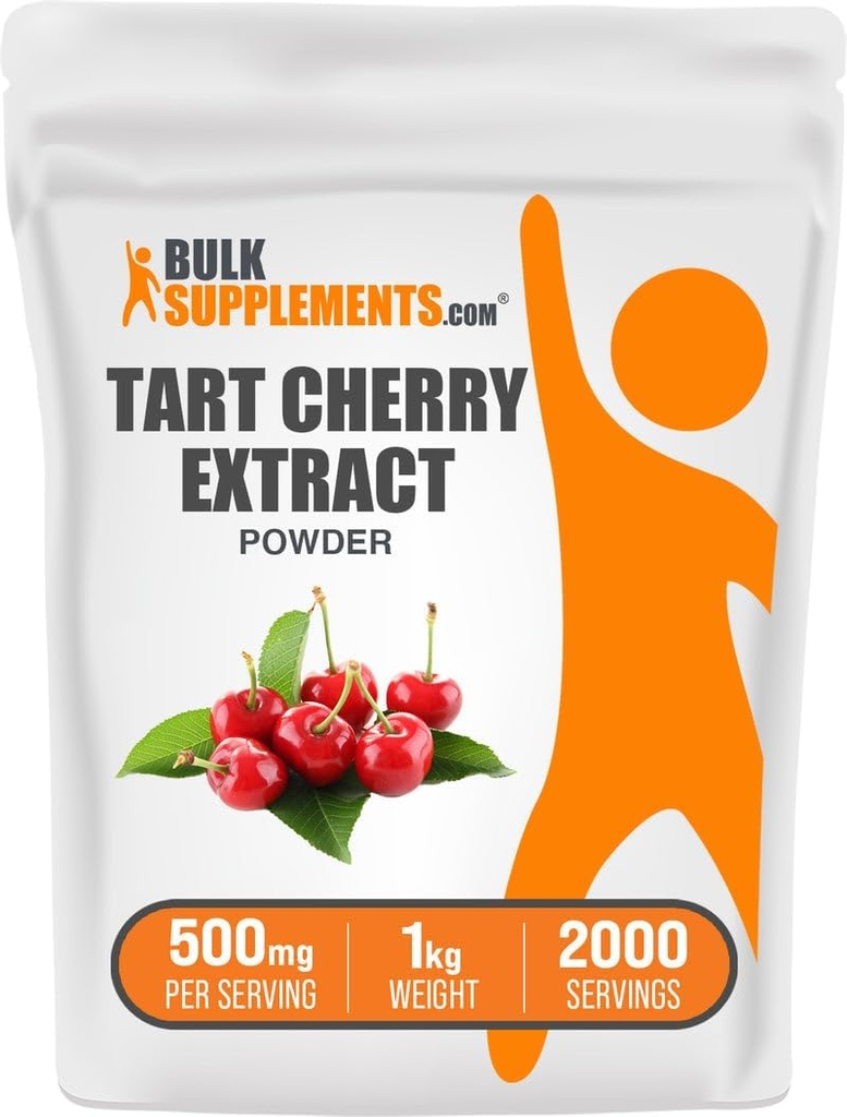 BulkSupplementments.com Tart Cherry Extract Powder - Tart Cherry Supplement, Herbal Supplement - Antioxidant Zdroj, bez lepidla, 500mg per Serving, 1kg (2,2 lbs) (Pack of 1)