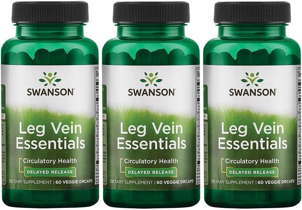 Swanson Leg Vein Essentials - Oneskorené uvoľnenie - 60 Veg kapsúl (3 balenia)