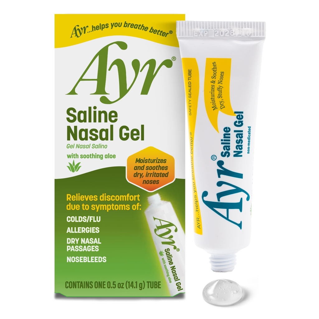 Ayr Saline Nasal Gel, s upokojujúcim Aloe, 0,5 Ounce Tube (Pack of 1)