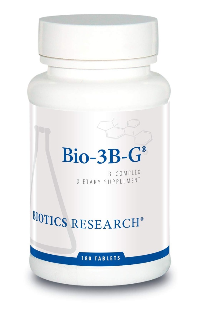 Biotics Research Bio-3B-G vitamín B komplex, vitamín B komplex doplnok pre stres, energiu a zdravie nadobličiek bez lepku 180 tabliet