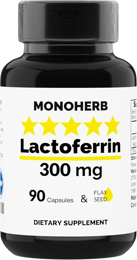 MONOHERB Lactoferrin 300 mg/ Kapsula - 90 Vegetariánske kapsule - Vyrobené v USA