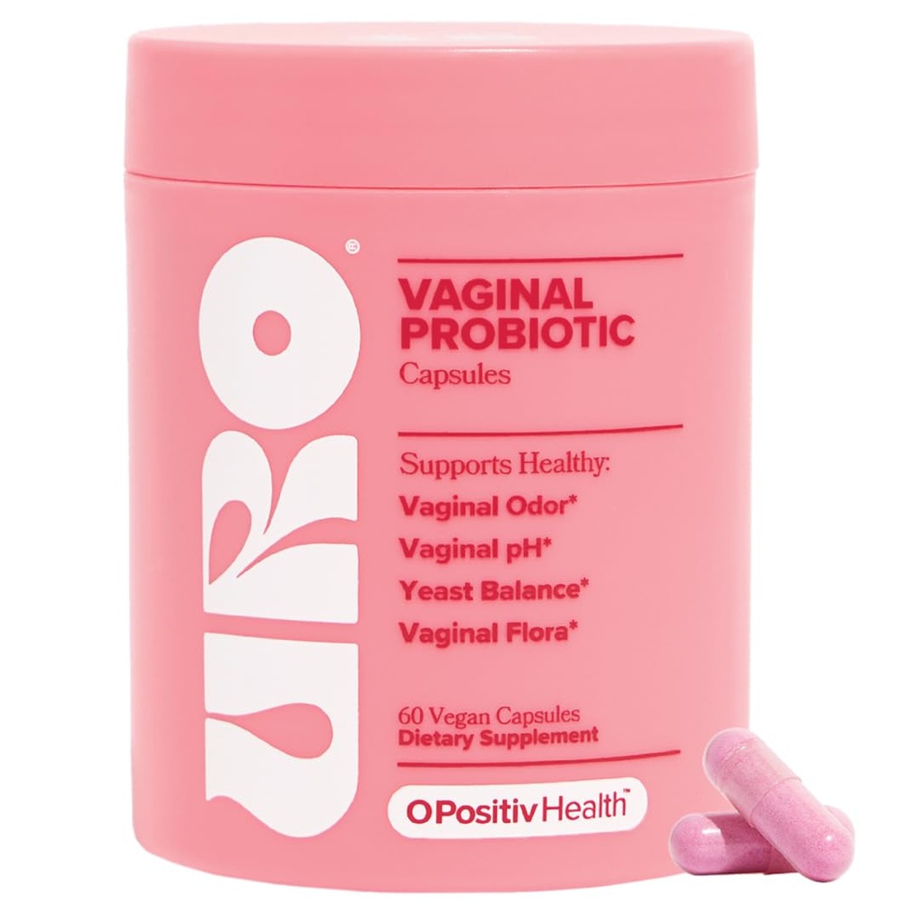 O Pozitiv URO Vaginálne probiotiká pre ženy pH Balance with Prebiotics & Lactobacillus Probiotic Blend - Vaginal Health Supplement - Promotion Health Vaginal Por & Vaginal Flora, 60 Count (Pack of 1)