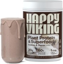 Happy Viking Cookies and Cream Plant Protein Powder, Created by Venus Williams, 20G Protein, Low Carb, Keto, Vegan, Gluten-Free, Non-GMO, Superfoods, Kompletná náhrada stravy, 1 kanister