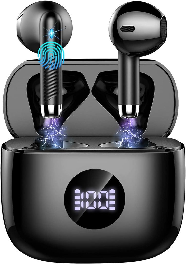 Bezdrôtové Earbuds, Bluetooth 5.4 Ušné putá LED displej slúchadlá Bass Stereo, Bluetooth Earbuds in-Ear Noise Zrušiť Mic, 40H Prehrávanie Mini Prípad IP7 Nepremokavé športové slúchadlá pre Android iOS