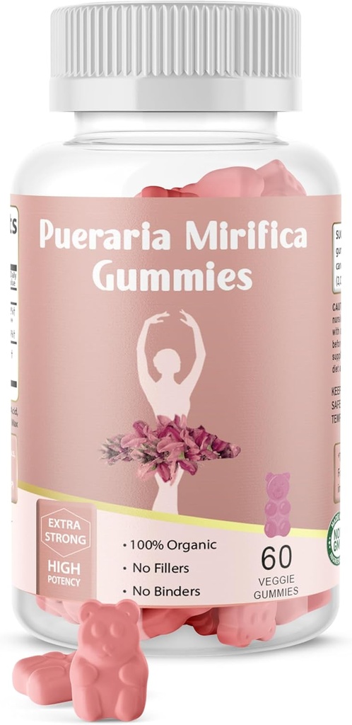 Pueraria Mirifica Gummy Organic Supplement - Pure Root 10:1 Koncentrovaný extrakt 60 Veggie Gummies, Premium - for Transgender. Ženy, muži...