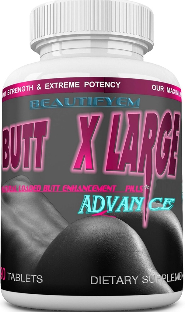 Zadné X-Veľké Advance Butt rozšírenie, Booty Enhancement. Tabletky na zväčšenie zadku. Rýchle zakrivené väčšie lepidlá. 90 tabliet (Nie krém na zadok)