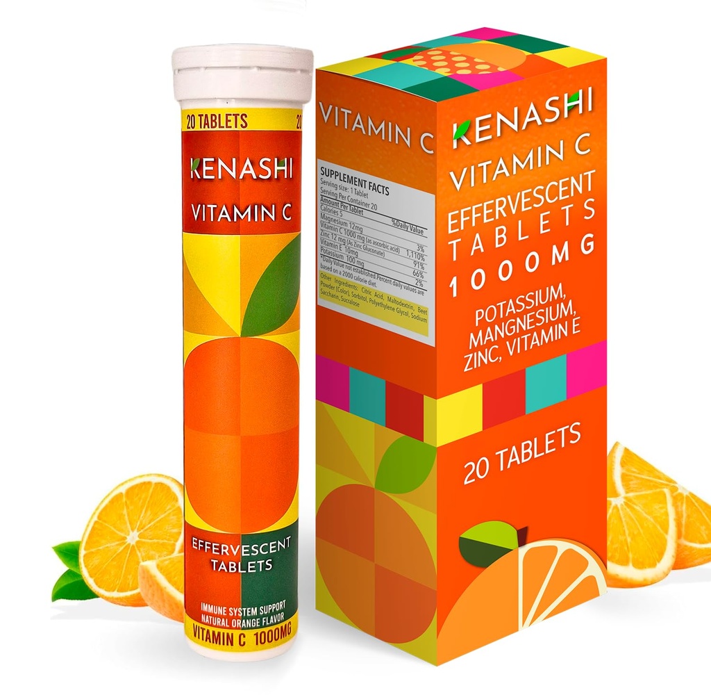 Vitamín C 1000 mg Šumivé tablety Vitamín so zinkom Draslíkom Magnézium E Vitamín Vitamín C Efervescente para Adulto Zinok a vitamín C 20 Tablety