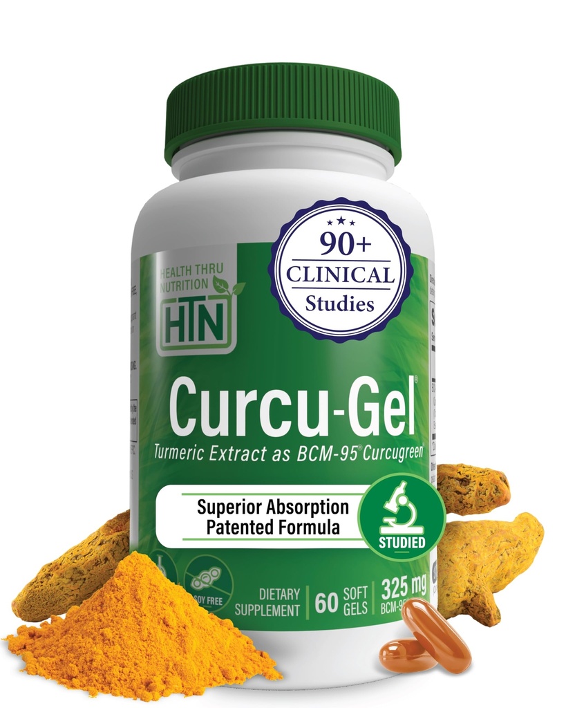 Zdravie Thru Nutrition Curcu-Gel Turmeric Curcumin Complex BCM-95 Softgels, 325mg (Pack of 60)