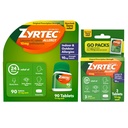 Zyrtec 24 hodín Tablety na zmiernenie alergie, Indoor & Outdoor Alergy Medicine s 10 mg cetirizínu Hydrochlorid Antihistaminika, Hodnota Bundle jednej, 90 ct Fľaša & Tri, 1 ct Cestovné balenia