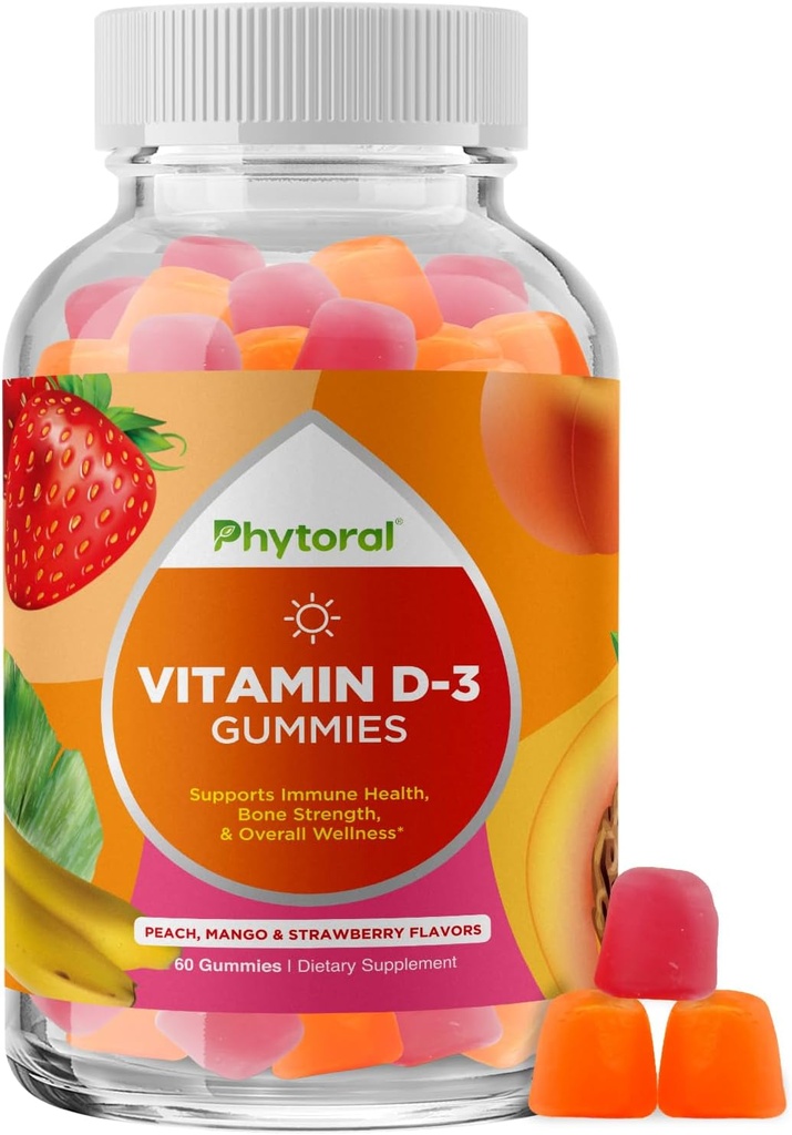Žuvacie vitamín D Gummy pre dospelých - Chutné denné vitamíny D3 Gummy s D3 2000IU na obsluhu - lepidlo a želatína bez gumičky pre dospelých Imunita podpora (1 mesiac)