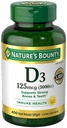 Prírodné Bounty Imunitné zdravie Vitamín D3 5000 iu, Rýchle vydanie 400 Softgels