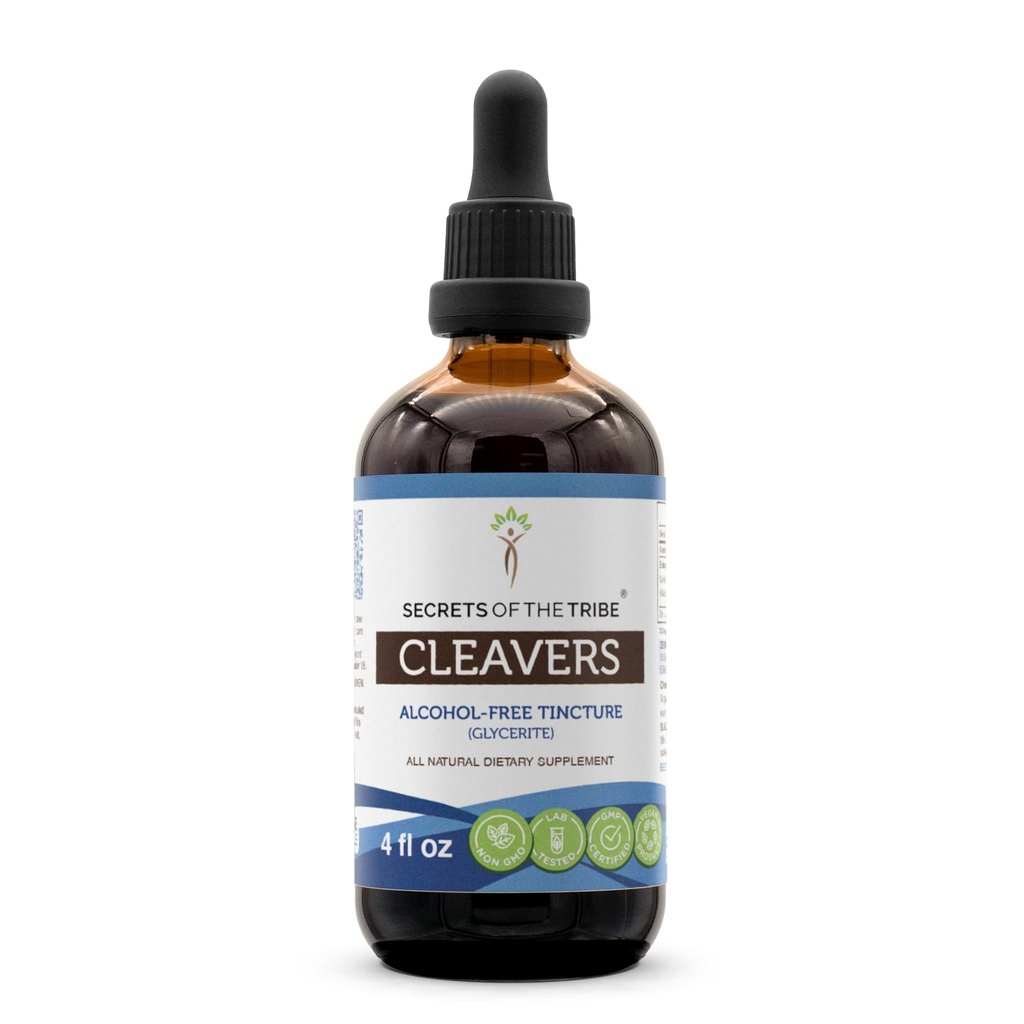 Tajomstvá Tinktúry Tinktúry bez obsahu alkoholu Tekutý extrakt, Cleavers (Galium aparine) Sušený Herb (4 FL OZ)