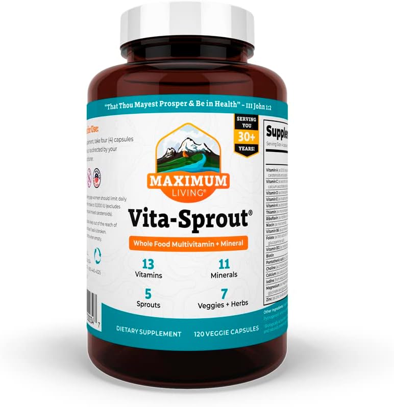 Maximum Living - Vita-Sprout Full-Food Multivitamín & Fytonutrient Blend - 120 Kapsule