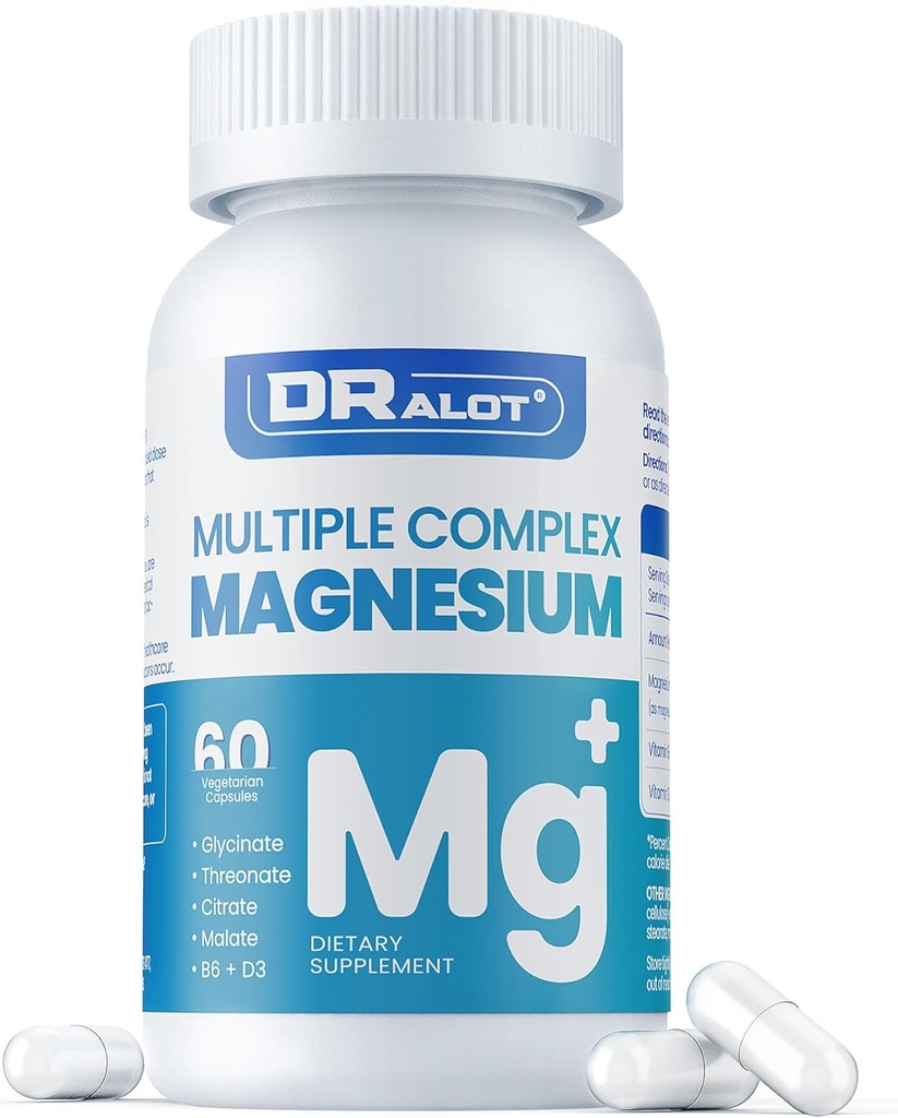 Quadruple Magnézium Supplement, 400mg chelate Magnézium Glycinate, L-treonate, Citrate & Malate 