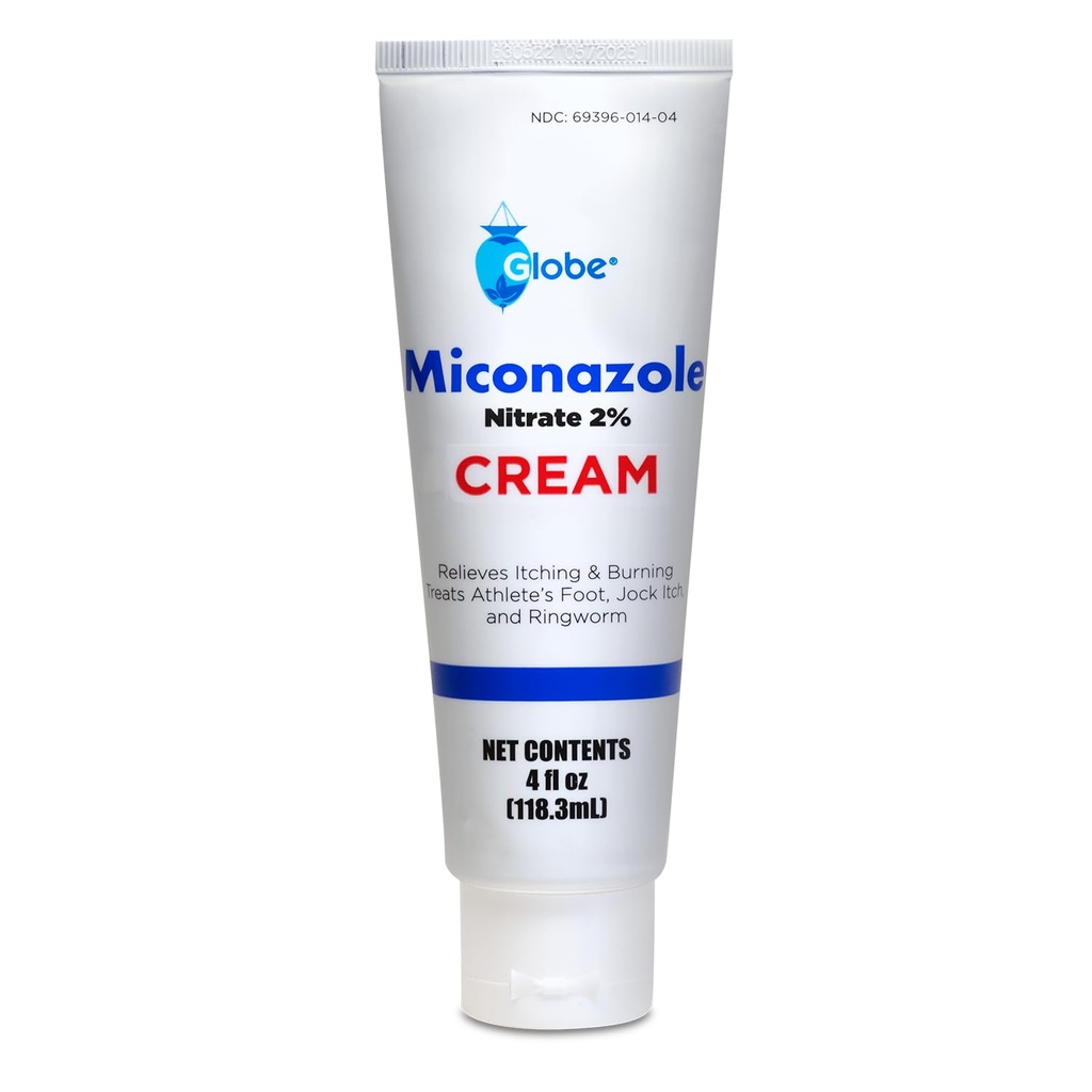 Globe Mikonazol Nitrovať 2% Topický antimykotický krém (4 oz Tuba) pre atléte a nohy, Jock Itch, Ringworm Fast-Acting Relief - Extra sila Formula pre svrbenie, podráždenie a ochranu kože