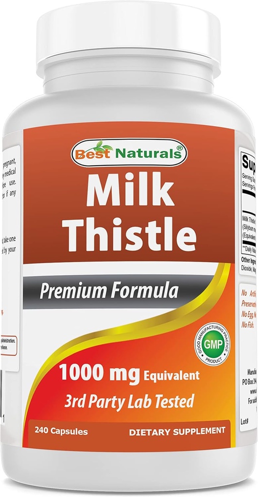 Najlepšie Naturals Milk Thistle Extract 1000mg Rovnocenné - 240 Kapsule - Non-GMO & Gluten Free (240 Počet (Pack of 1))