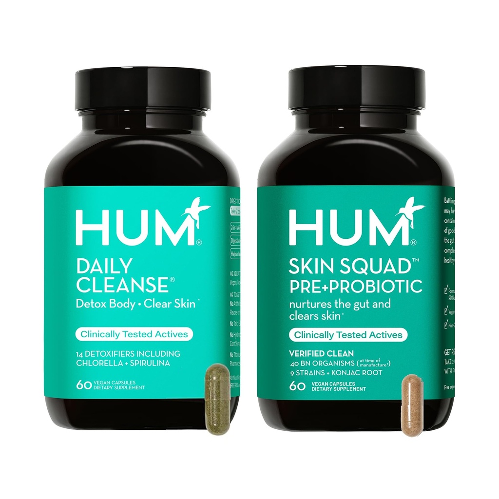 HUM Full Skin Detox a očistiť -Proboitika pre problémy kože a akné Breakouts witrh Organic Algae, detoxikačné byliny, Skin Squad a denné čistenie