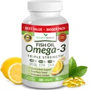 Najlepšie Triple Sila Omega 3 Fish Oil Pills - 180 Kapsule - 2400mg High Potency Burpless Lemon Flavor 864mg EPA 576mg DHA Ultra Pure Liquid Softgels for Brain Joints Eyes Heart Health Supplement