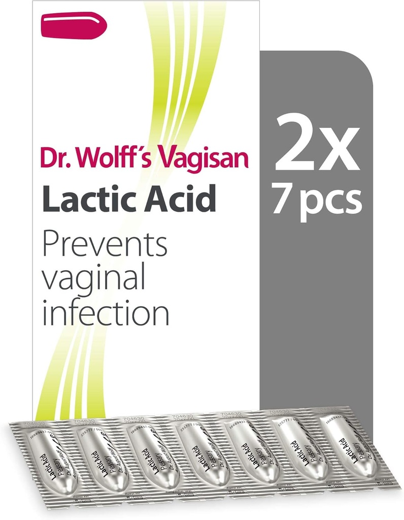 Vagisan Dr. Wolff's Lucicular Acid Passaries, Daily Vaginal Health & Intimate Hygiene, Prevents Infection, 2X7ks