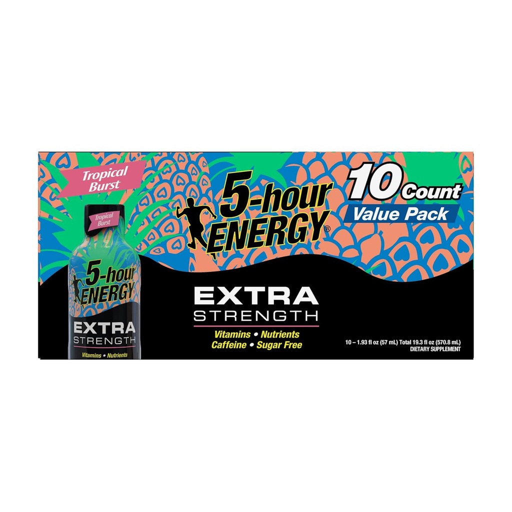 5-hodinová energia, Shot Extra sila, Tropical Burst, 1,93 Fl Oz, 10 Počet