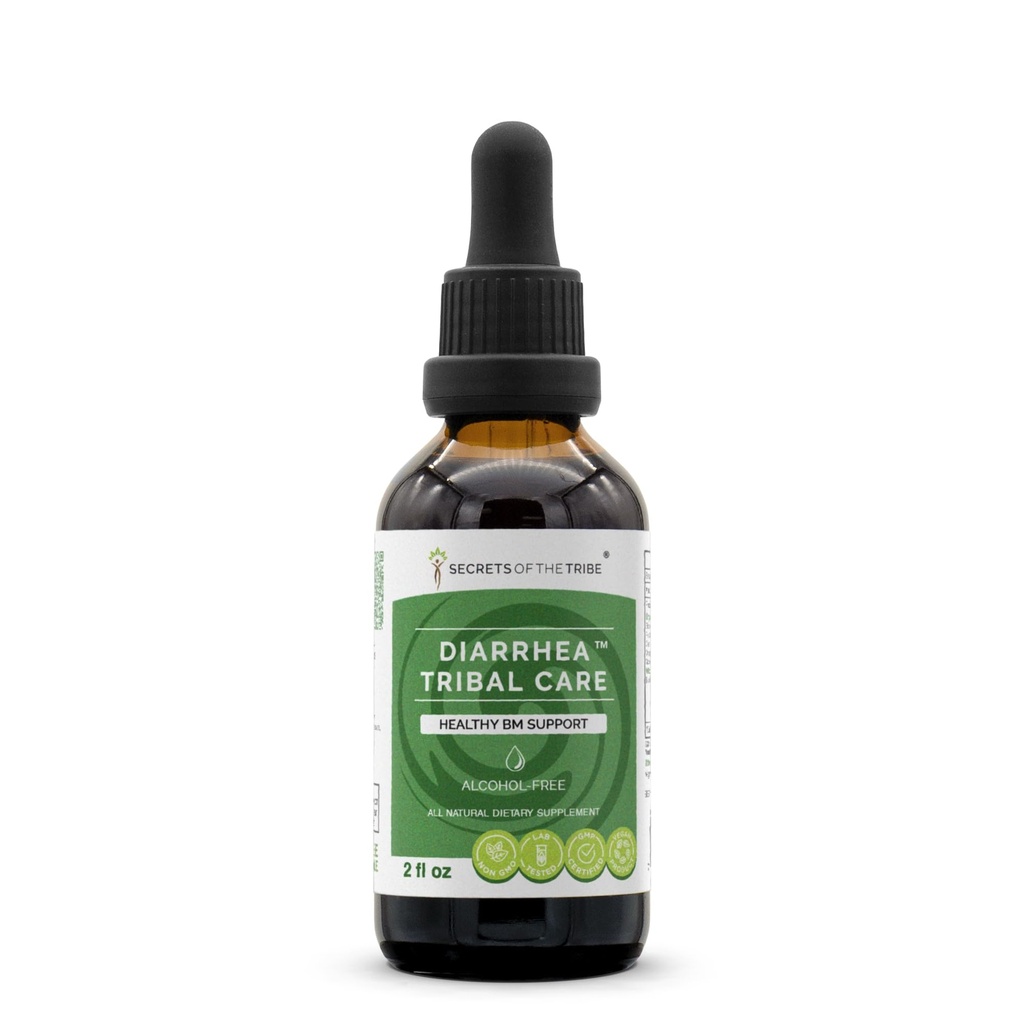 Tajomstvá kmeňovej hnačky kmeňovej starostlivosti Tinktúra bez alkoholu extrakt, byliny BlackBerry Rubus Fruticosus, Chamomile Matricia Recutita, Goldenseal Hydrastis Canadensis Zdravé prejedanie 2 oz