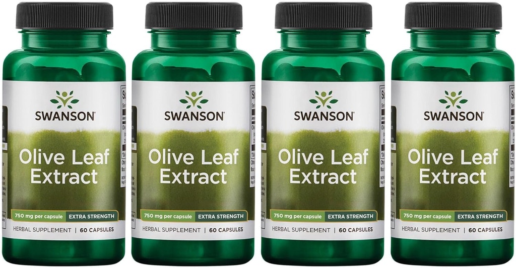 Swanson Olive Leaf Extract Kapsule s 20% Oleuropein - (60 Kapsule, 750mg Každý) 4 Balenie