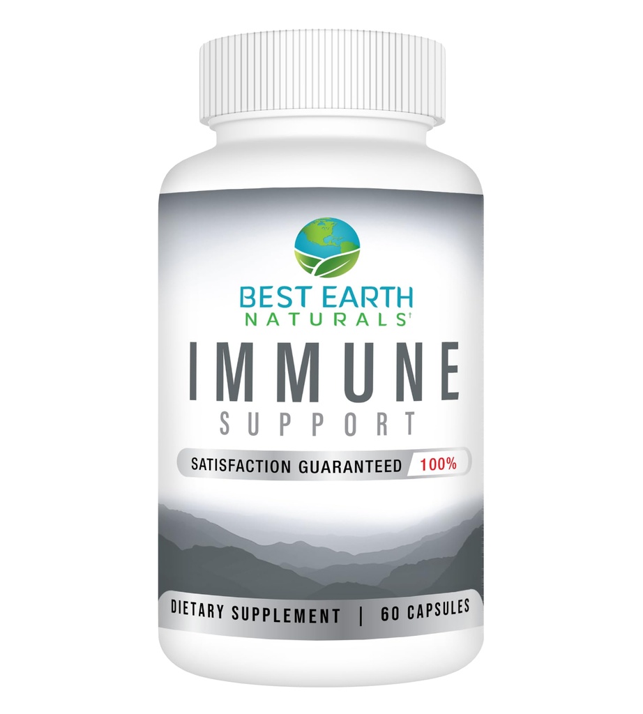 Najlepšie pozemské prírodné Imunitná podpora doplnok - Multi Vitamíny pre dospelých s vitamínom C 30 mg, Vitamín E 30 Iu, Turmerica, Huba, Cesnakový doplnok a viac - 60 Kapsule