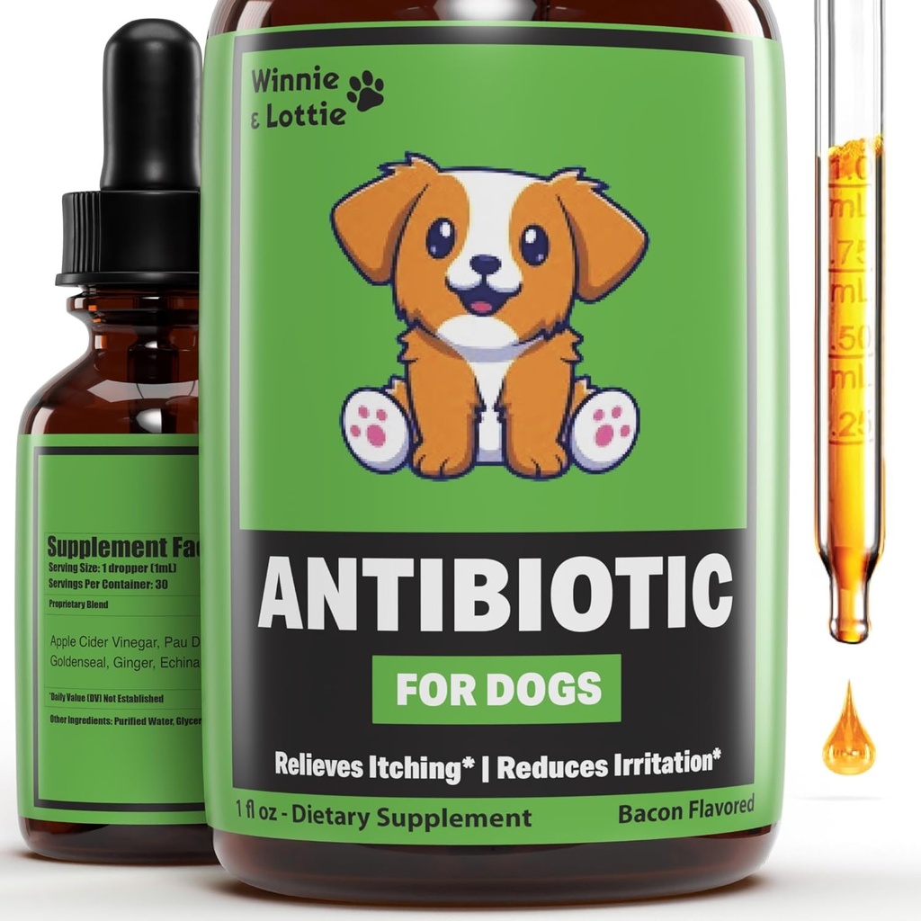 Prírodné psie antibiotiká - Antibiotiká pre psy - podporuje úľavu od svrbenia, úľavu voči alergiám, imunitné zdravie a ďalšie - Antibiotikum pre psy - Svrbenie Relief pre psy - liečba kvasiniek pre psy - 1 oz