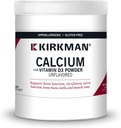 Kirkman - Vápnik s vitamínom D3 prášok - 8 oz - Esenciálne minerály - pomáha udržiavať silné kosti - Neochutené