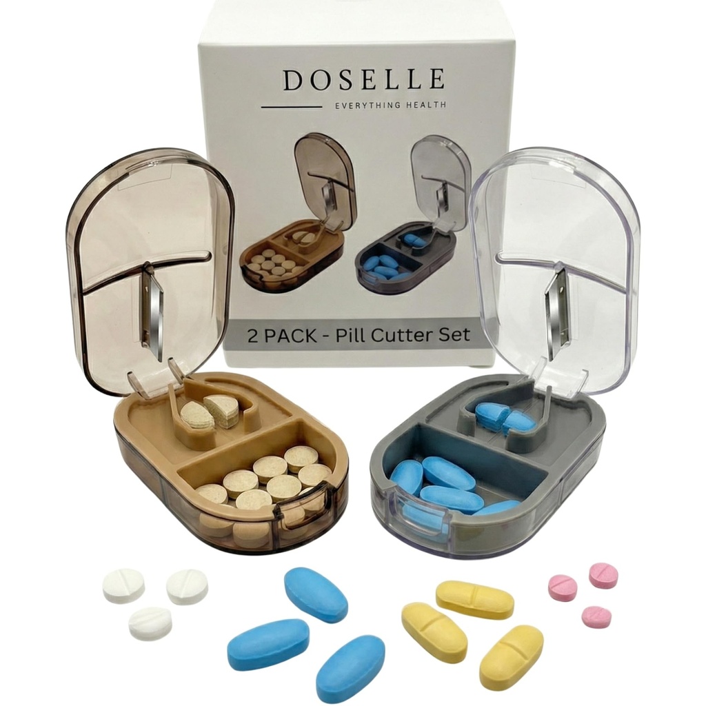 2PCS - Pilulky Cutter Splitter s Mini Pill Box 