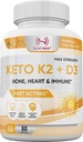 Vitamín K2 + D3 s vápnikom - kosť, srdce a imunitná forma - K2 D3 Vitamín Supplement pre ženy a mužov - 60 kapsúl