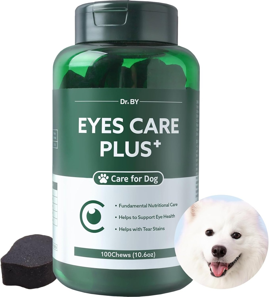Dr.by Eyes Care Plus pes Tear Stain Supplement Očné kvapky pre psy Očné zdravie Podpora s mliekom Thitle Lutein Beta karotén - 100 mäkké žuvačky