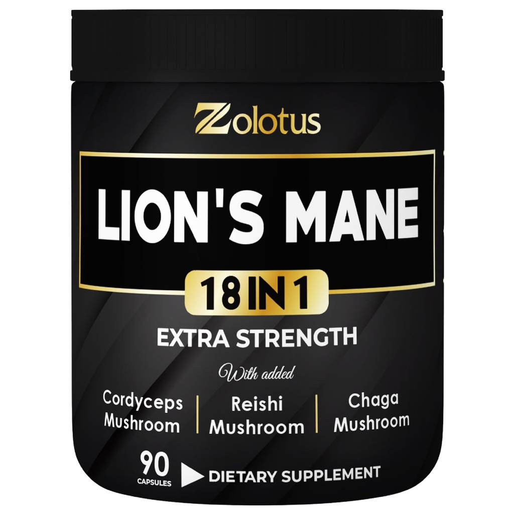 Zolotus Lions Mane Mushrom Complex Kapsule s Cordeyceps, Elderberry, Ginkgo Biloba, Bacopa - 90 Kapsule
