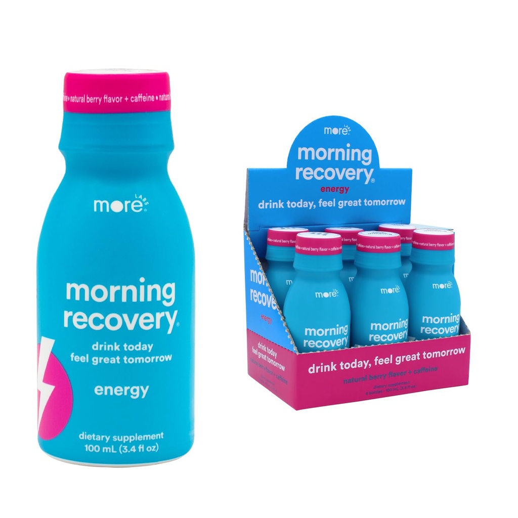 Morning Recovery, Elektrolyte s energiou, Mlieko Thitle Drink Vlastivedná formulácia na hydratáciu počas pitia, vysoko rozpustná kvapalina DHM, Non GMO, Vegan, Gluten-free, Berry, balenie 6