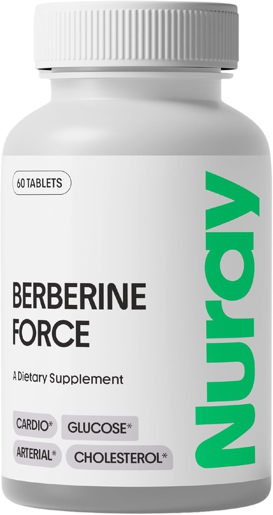 Nuray Berberine Force - podporuje kognitívne zdravie, Gastrointestinálne zdravie, Kardiovaskulárne zdravie, a pomáha udržiavať metabolické zdravie - s folátom, R-Alpha kyseliny lipoovej - 60 Počet - 500mg