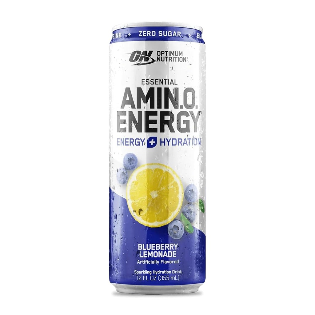 Optimum Nutrition Amino Energy Sparkling Hydration Drink, Electrolytes, kofeín, Amino Acids, BCAA, Sugar Free, Blueberry Lemonade, 12 Fl Oz, 1 počet (Backaging May Vary)