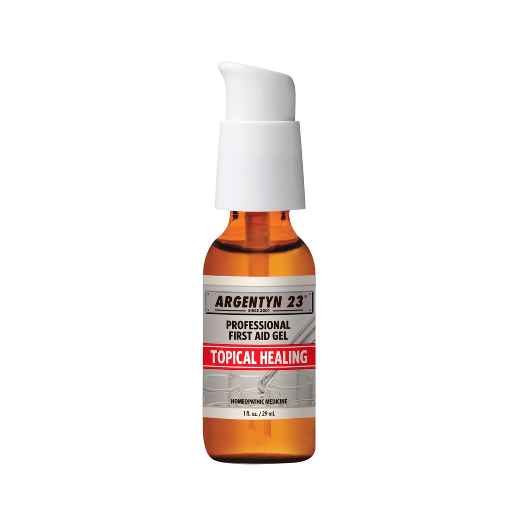 Argentyn 23 Professional Silver First Aid Gel - Argentum Metallicum Gel Wound Care Support, Topická starostlivosť o pokožku pre upokojujúce podporu s pohodlným čerpadlom - 1 fl oz (30 ml)