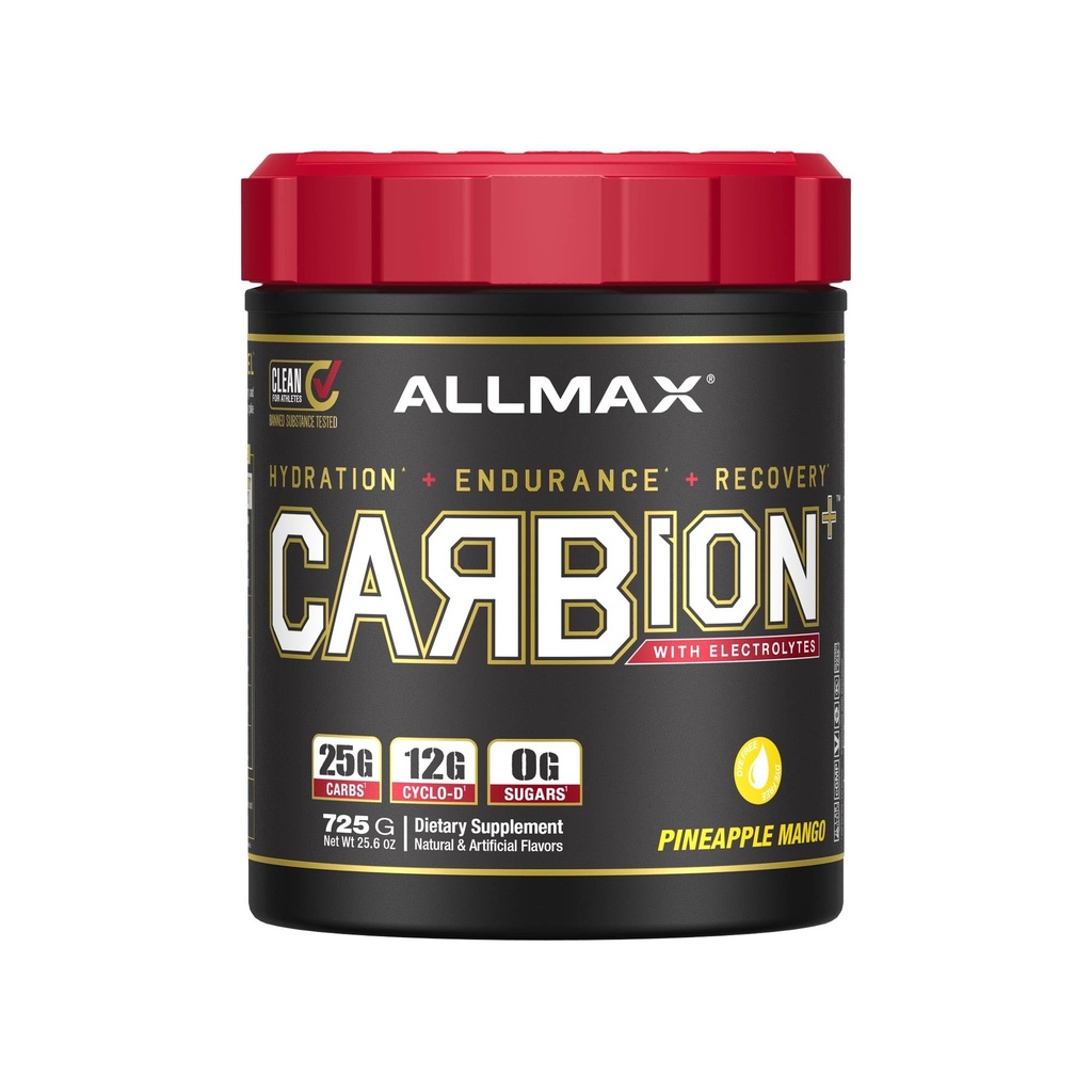 ALLMAX Nutrition - CARBION+ Cvičenie Hydratácia Supplement prášok s elektrolytmi, podporuje vytrvalosť, zotavenie, a cvičenie výkon, lepok zadarmo a Vegan, Ananás Mango, 25 slúži