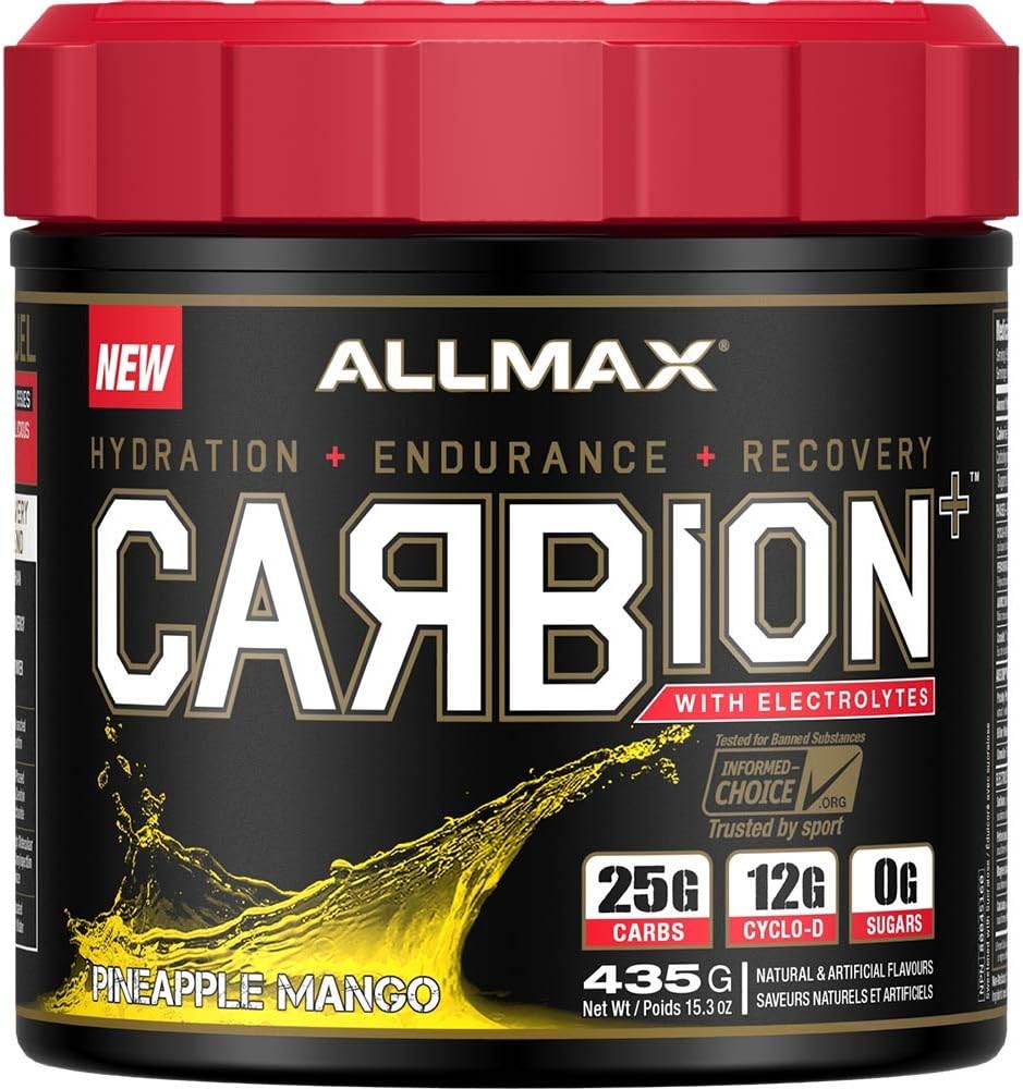 ALLMAX Nutrition - CARBION+ Cvičenie Hydratácia Supplement prášok s elektrolytmi, podporuje vytrvalosť, zotavenie, a cvičenie výkon, lepok zadarmo a Vegan, Ananás Mango, 25 slúži