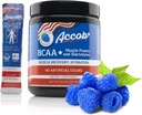 BCAA Powder Blue Raspberry-Pre alebo po tréningu,Huscle Recovery Nápoj s aminokyselinami + Electrolytes,7,2g BCCAs pre mužov a ženy-30 Servírovanie +10g kolagénu Peptidy