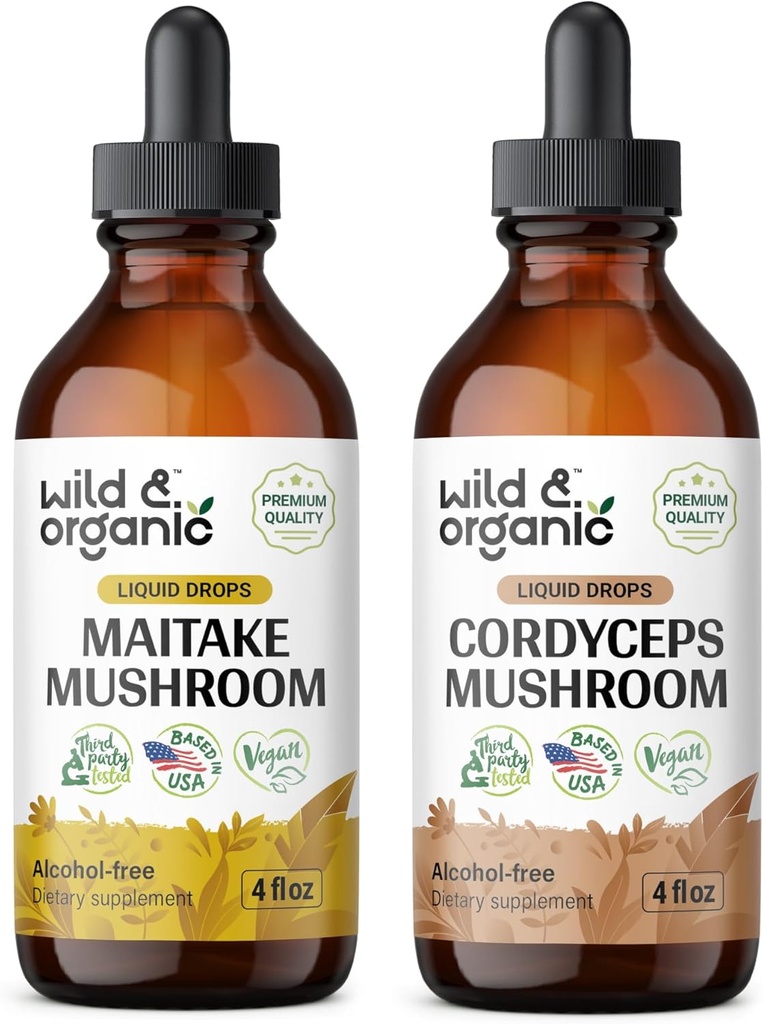 Wild & Organic Maitake Mushrom Tinture 4 fl oz & Cordyceps Mushrom Tinture 4 fl oz