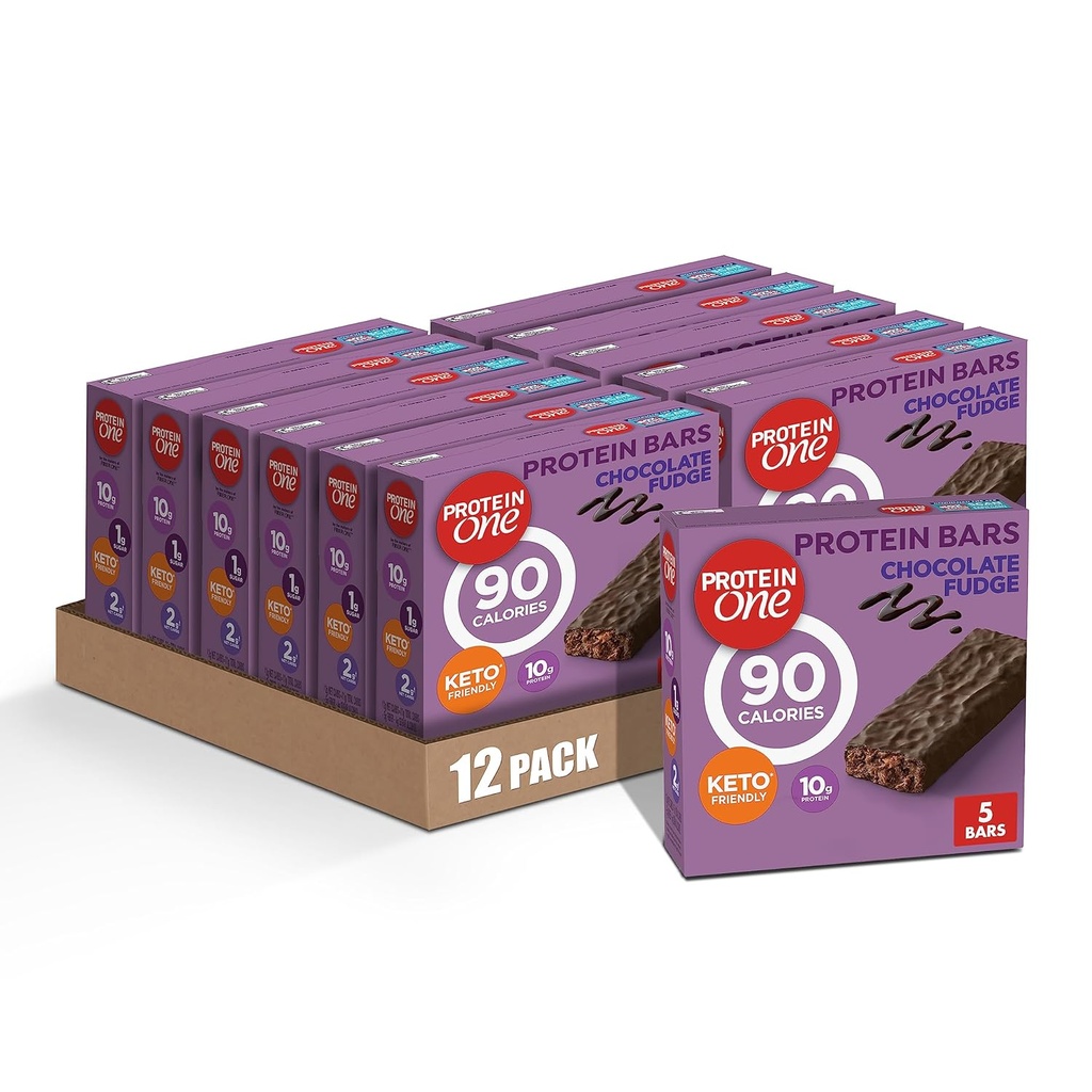 Proteín One 90 Kalórie Proteínové tyčinky, Čokoláda Fudge, Keto Friendly, 5 Ct, 4.8 oz (Pack of 12)
