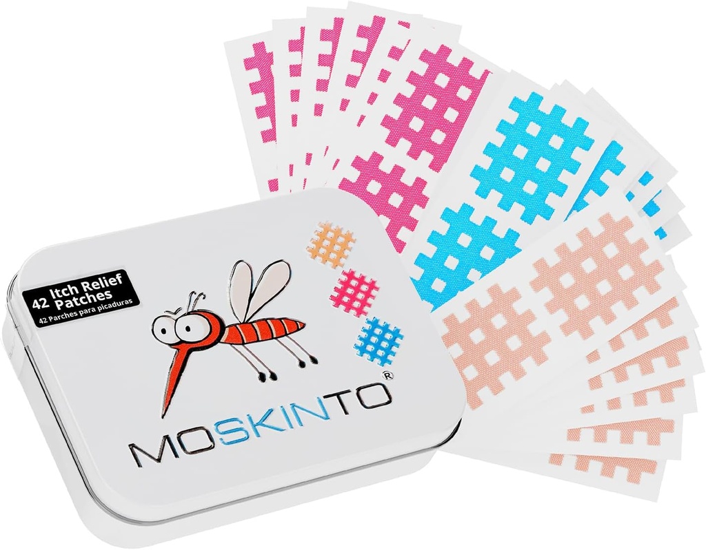 Moskinto Original Mosquito Ich Relief Patches for Kids & Adults, Bug Bite Patches Soothe Opuch & svrbenie, Anti Ich Bug Bite Relief, Suction Tool Alternative, Family Pack, 42 Count
