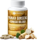 Ginseng & Ginkgo Biloba 150 Veggie Kapsule, Energy Ginseng Root Extract Powder, s Ginkgo Biloba Extract, 100% Natural & Non-GMO, Vegan, Gluten Free, Dairy Free